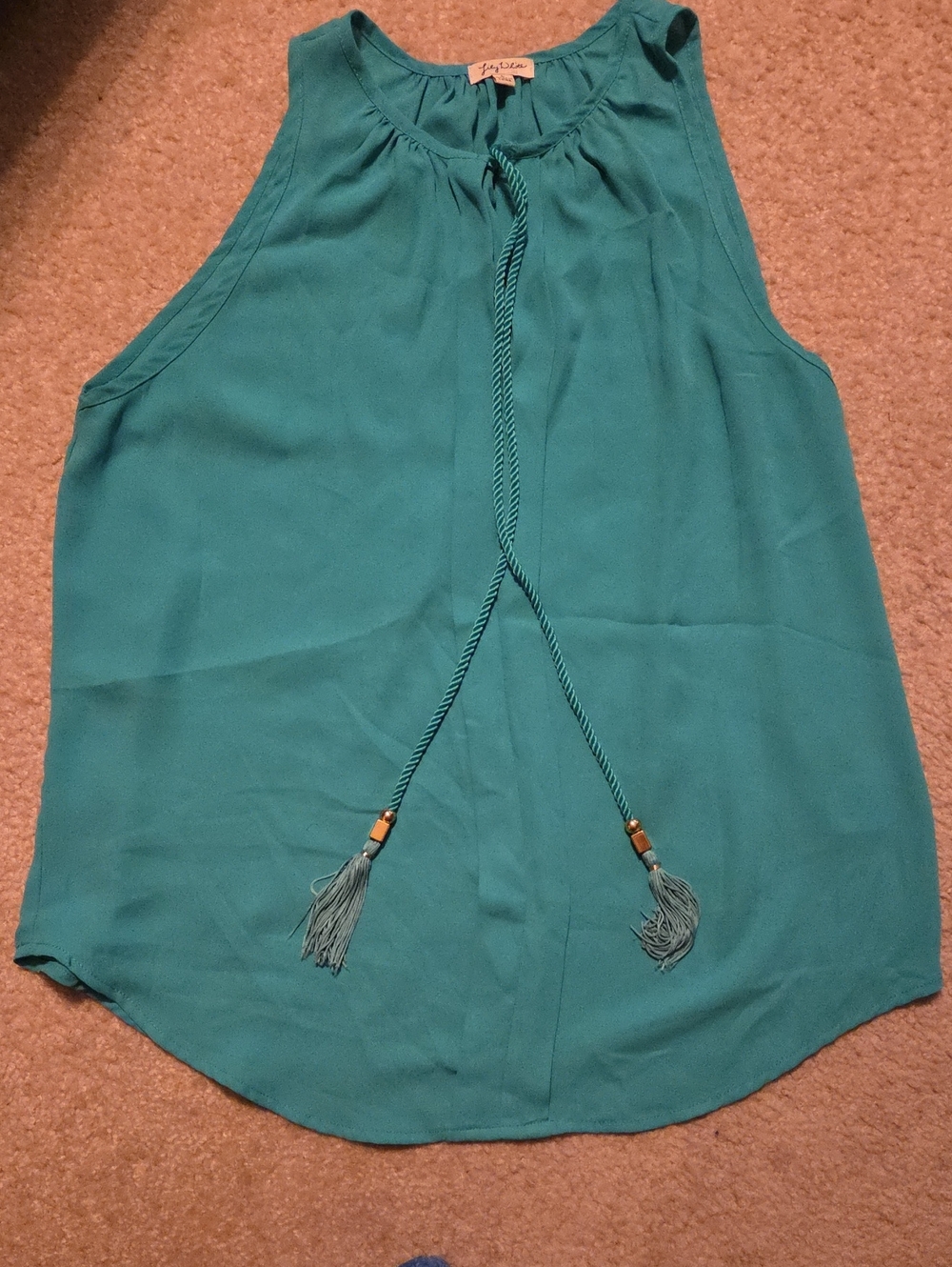 Lily White Teal Rope-Tassel Sleeveless Camisole